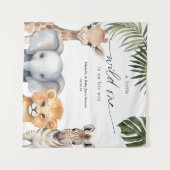 Baby Boy WIld One Safari Tierdusche Hintergrund Wandteppich (Vorderseite (Horizontal))