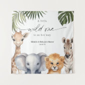 Baby Boy WIld One Safari Tierdusche Hintergrund Wandteppich (Vorderseite)