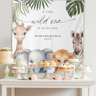Baby Boy WIld One Safari Tierdusche Hintergrund Wandteppich