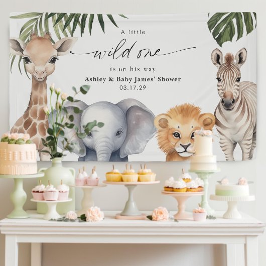 Baby Boy Wild One Safari Tiere Dusche Hintergrund Banner