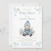 Baby Boy Winter Snowflake Babydusche Einladung (Vorderseite)
