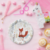 Baby Boy Woodland Creatures Fox Acorns Kinderdusch Pappteller (Party)