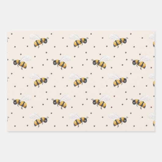 Baby Boy Yellow and Black Bees Geschenkpapier Set (Vorderseite 3)