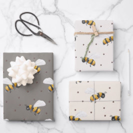 Baby Boy Yellow and Black Bees Geschenkpapier Set