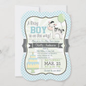 Baby Boy Zebra, Pastel Baby Dusche einladen Einladung (Vorderseite)