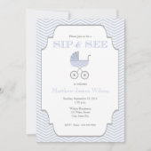 Baby Boy Zickzack Sip und siehe Einladung (Vorderseite)