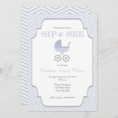 Baby Boy Zickzack Sip und siehe Einladung (Vorne/Hinten)