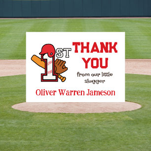 Baby Boy's 1. Geburtstag Baseballschläger Dankeskarte