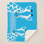 Baby Boy's Bame Giraffe Blue Blanket Sherpadecke (Vorderseite)