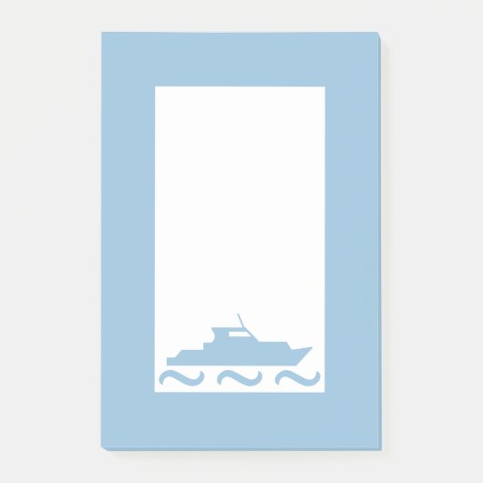 Baby Boy's Blue Boat Post-it Klebezettel (Vorderseite)