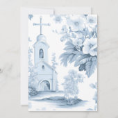 Baby Boys Blue Floral Toile Taufe Einladung (Rückseite)