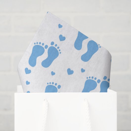 Baby Boys Blue Füß Papierpapier Seidenpapier (Geschenk Tasche)