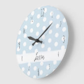 Baby Boy's Blue Polka Dot Spotty Pattern Kinderzim Große Wanduhr (Winkel)