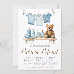 Baby Boy's Clothes auf Clothesline Baby Shower Einladung