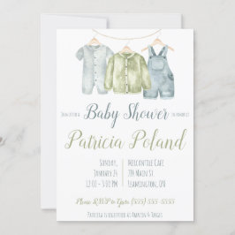 Baby Boy's Clothes auf Clothesline Baby Shower Einladung