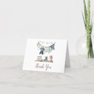 Baby Boy's Clothesline Baby Dusche Dankeskarte