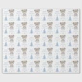 Baby Boys Erste Weihnachtsbär Blue Geschenkpapier (Flach)