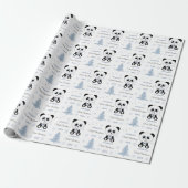 Baby Boys Erster Weihnachts Panda Bear Blue Geschenkpapier (Ungerollt)