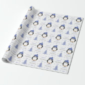Baby Boys Erster Weihnachts Winter Pinguin Blau Geschenkpapier (Ungerollt)