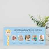 Baby Boy's erstes Geburtstag Jahr Einladung (Stehend Vorderseite)