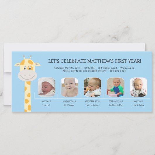 Baby Boy's erstes Geburtstag Jahr Einladung (Vorderseite)