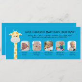 Baby Boy's erstes Geburtstag Jahr Einladung (Vorne/Hinten)