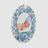 Baby Boys Erstes Weihnachtsfest Foto Schneeflocken Ornament (Vorderseite)