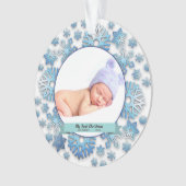 Baby Boys Erstes Weihnachtsfest Foto Schneeflocken Ornament (Vorderseite)
