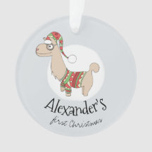 Baby Boys Erstes Weihnachtsfest Llama und Name