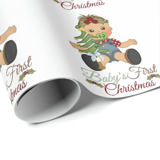 Baby Boy's erstes Weihnachtsverpackungspapier Geschenkpapier (Rolleneckpunkt)