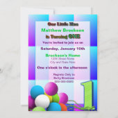 Baby Boy's First Birthday - Balloons Einladung (Rückseite)