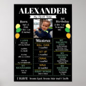 Baby Boy's First Birthday Balloons Foto Poster (Vorne)