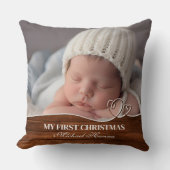 Baby Boy's First Christmas Birth Stats & Foto Kissen (Vorderseite)