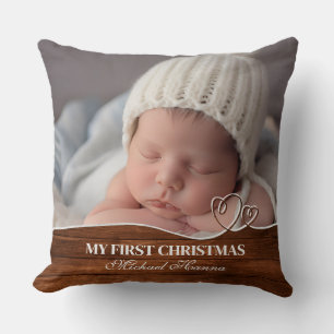 Baby Boy's First Christmas Birth Stats & Foto Kissen