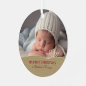 Baby Boy's First Christmas Birth Stats & Foto Ornament Aus Metall (Vorderseite links)