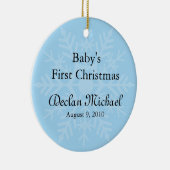 Baby Boy's First Christmas - Blue Snowflake Keramik Ornament (Rechts)
