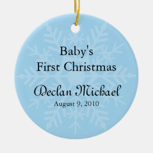 Baby Boy's First Christmas - Blue Snowflake Keramik Ornament