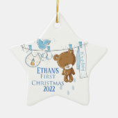 Baby Boy's First Christmas Keramik Ornament (Vorne)