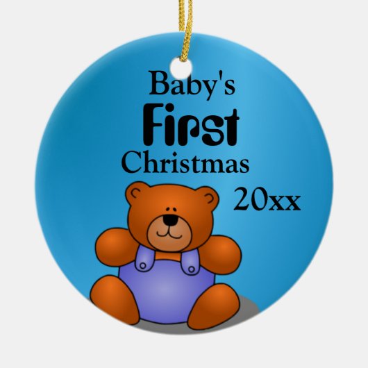 Baby Boy's First Christmas Keramik Ornament (Vorne)