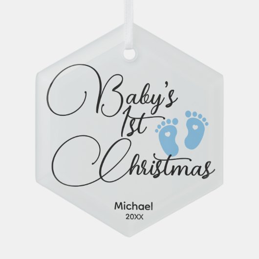 Baby Boy's First Christmas Ornament - Personalisie (Vorderseite)