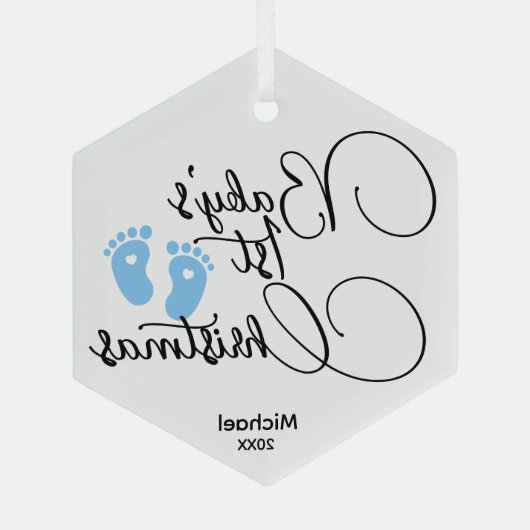 Baby Boy's First Christmas Ornament - Personalisie (Rückseite)
