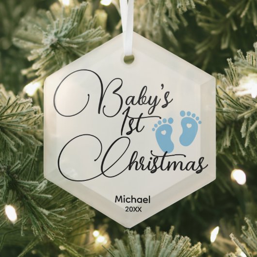 Baby Boy's First Christmas Ornament - Personalisie Aus Glas (Insitu)
