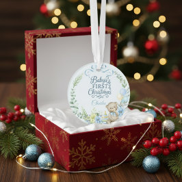 Baby Boy's First Christmas Personalisiert Name Fot Ornament