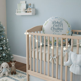 Baby Boy's First Christmas Personalisiert Name Fot Rundes Kissen