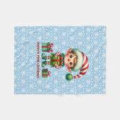 Baby Boy's First Christmas Personalize Name Blue Fleecedecke (Vorderseite (Horizontal))