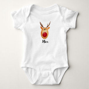 Baby Boy's First Christmas Rudolph und Name Strampler