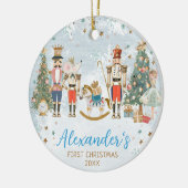 Baby boy's First Christmas Watercolor Nutcracker Keramik Ornament (Links)