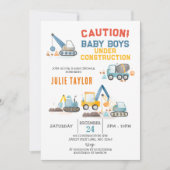 Baby Boys im Bau, Twins Baby Dusche Einladung (Vorderseite)