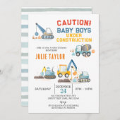 Baby Boys im Bau, Twins Baby Dusche Einladung (Vorne/Hinten)