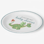 Baby Boys Magical Green Dragon Baby Dusche Pappteller (Schrägansicht)